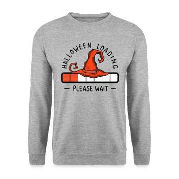Hexenhut Spruch Halloween Loading Please Wait - Unisex Sweatshirt - salt & pepper - Front - Alina (178cm) & Michal (187cm)
