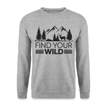 Outdoor Find Your Wild Natur Landschaft - Unisex Pullover - Weißgrau meliert - Vorne - Alina (178cm) & Michal (187cm)