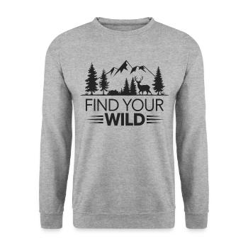 Outdoor Find Your Wild Abenteuerlust - Unisex Pullover - Weißgrau meliert - Vorne - Alina (178cm) & Michal (187cm)