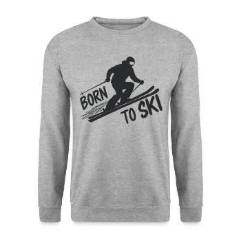 Né pour le ski Skieurs Ski Sports d’hiver - Sweat-shirt Unisexe - gris chiné - Devant - Alina (178cm) & Michal (187cm)
