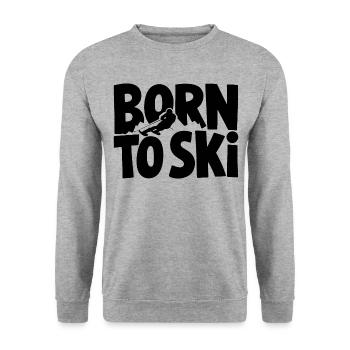 Born To Ski Skifahrer Skifahren Wintersport - Unisex Pullover - Weißgrau meliert - Vorne - Alina (178cm) & Michal (187cm)