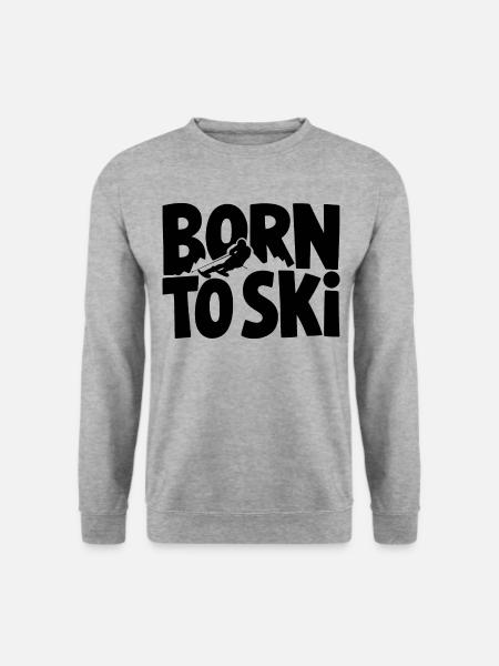 Born To Ski Skifahrer Skifahren Wintersport - Unisex Pullover - Weißgrau meliert