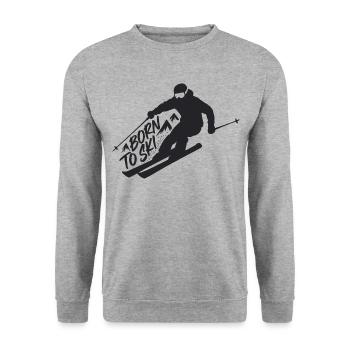 Born To Ski Skifahrer Skifahren Wintersport - Unisex Pullover - Weißgrau meliert - Vorne - Alina (178cm) & Michal (187cm)