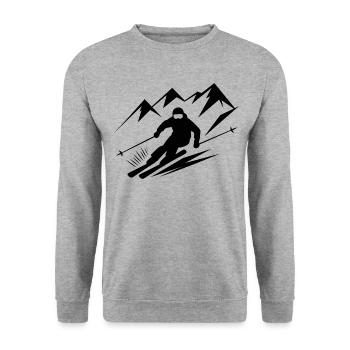 Skiurlaub Skifahrer Skifahren Wintersport - Unisex Pullover - Weißgrau meliert - Vorne - Alina (178cm) & Michal (187cm)