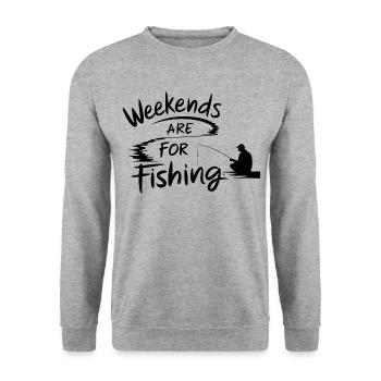 Weekends are for Fishing Fischen Angeln - Unisex Sweatshirt - salt & pepper - Front - Alina (178cm) & Michal (187cm)