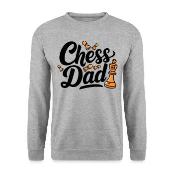 Chess Dad Schach Spruch Zitat - Unisex Pullover - Weißgrau meliert - Vorne - Alina (178cm) & Michal (187cm)