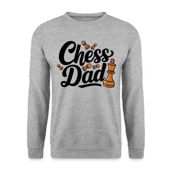 Chess Dad Schach Spruch Zitat - Unisex Pullover - Weißgrau meliert - Vorne - Alina (178cm) & Michal (187cm)