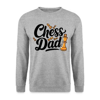 Chess Dad Schach Spruch Zitat - Unisex Pullover - Weißgrau meliert - Vorne - Alina (178cm) & Michal (187cm)