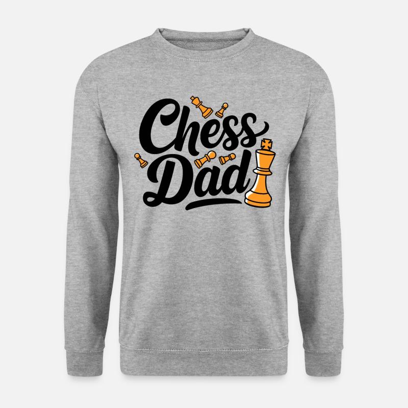 Chess Dad Schach Spruch Zitat - Unisex Pullover - Weißgrau meliert