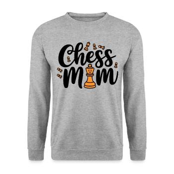 Chess Mom Schach Spruch Zitat - Unisex Pullover - Weißgrau meliert - Vorne - Alina (178cm) & Michal (187cm)