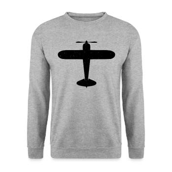 Airplane Propeller Plane Flying - Unisex Sweatshirt - salt & pepper - Front - Alina (178cm) & Michal (187cm)