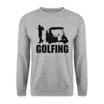 Golfing Golf Spruch Golfspieler - Unisex Pullover - Weißgrau meliert - Vorne - Alina (178cm) & Michal (187cm)