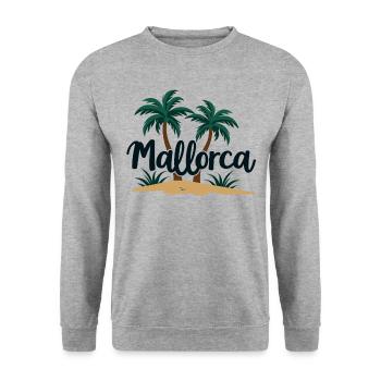 Mallorca Insel-Feeling – Urlaub Palmen Strand - Unisex Pullover - Weißgrau meliert - Vorne - Alina (178cm) & Michal (187cm)