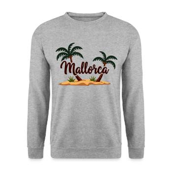 Mallorca Insel-Feeling – Urlaub Palmen Strand - Unisex Pullover - Weißgrau meliert - Vorne - Alina (178cm) & Michal (187cm)