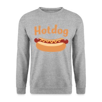 Hotdog Liebe in Schwarz-Weiß Look - Unisex Pullover - Weißgrau meliert - Vorne - Alina (178cm) & Michal (187cm)