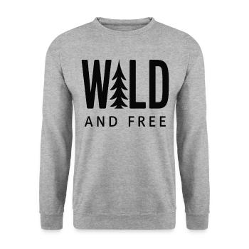 Wild and Free Wald Natur - Unisex Pullover - Weißgrau meliert - Vorne - Alina (178cm) & Michal (187cm)