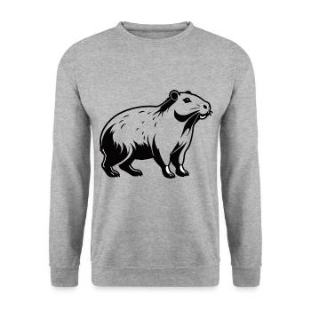 Capybara - Cute Animal Sticker - Unisex Pullover - Weißgrau meliert - Vorne - Alina (178cm) & Michal (187cm)