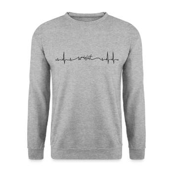 ecg wander lust heartbeat - Unisex Sweatshirt - salt & pepper - Front - Alina (178cm) & Michal (187cm)