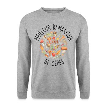 Cèpe Champignons champignon Ramasseur Cueillette - Sweat-shirt Unisexe - gris chiné - Devant - Alina (178cm) & Michal (187cm)