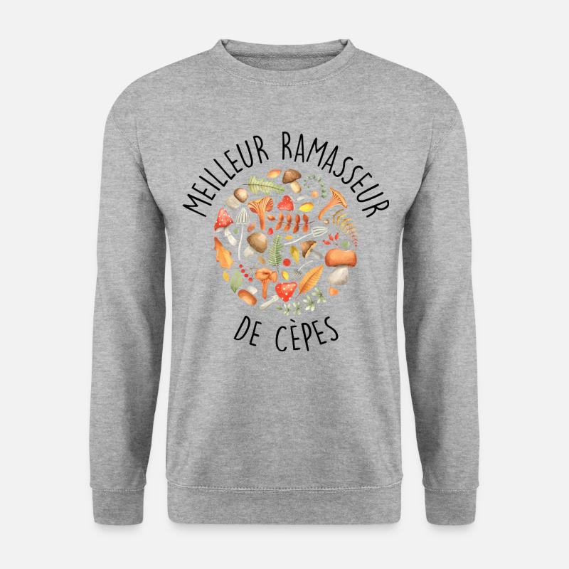 Steinpilz-Pilz-Sammler - Unisex Pullover - Weißgrau meliert