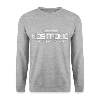USCSS Nostromo Flighcrew - Unisex Pullover - Weißgrau meliert - Vorne - Alina (178cm) & Michal (187cm)