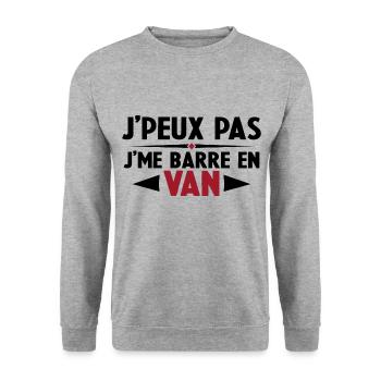J'peux Pas J'me Barre en Van Cadeau Anniversaire - Sweat-shirt Unisexe - gris chiné - Devant - Alina (178cm) & Michal (187cm)