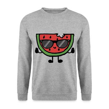 Melon pastèque avec lunettes de soleil Pièce bébé - Sweat-shirt Unisexe - gris chiné - Devant - Alina (178cm) & Michal (187cm)