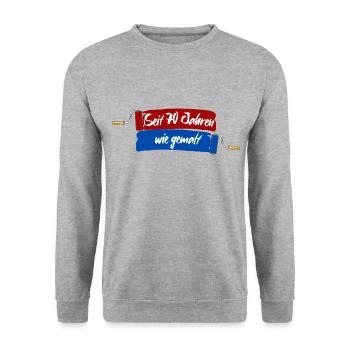 Seit 70 Jahren wie gemalt - 70.Geburtstag Jubiläum - Unisex Pullover - Weißgrau meliert - Vorne - Alina (178cm) & Michal (187cm)