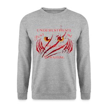 The beast is waiting white - Monster Gruselig - Unisex Pullover - Weißgrau meliert - Vorne - Alina (178cm) & Michal (187cm)
