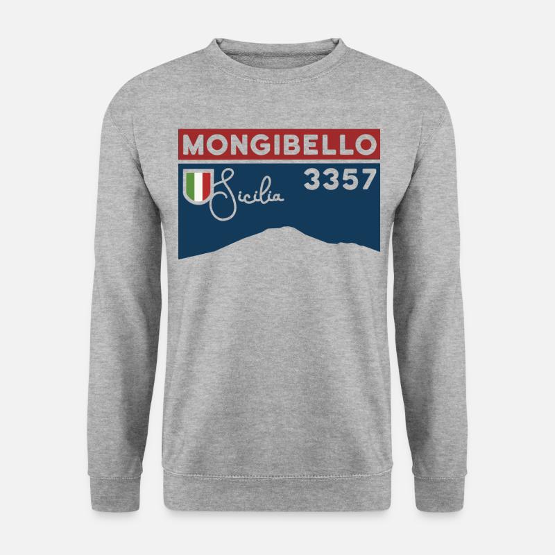 Etna Ätna Mongibello Vulkan Berg Sizilien Andenken - Unisex Pullover - Weißgrau meliert