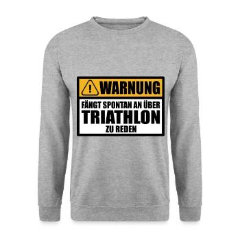 Triathlon Triathlet Lustige Sprüche Geschenkideen - Unisex Pullover - Weißgrau meliert - Vorne - Alina (178cm) & Michal (187cm)