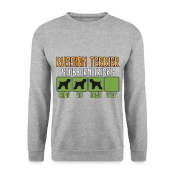 Black Russian Terrier Dictons drôles - Sweat-shirt Unisexe - gris chiné - Devant - Alina (178cm) & Michal (187cm)