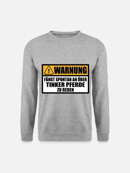 Tinker Pferd Mama Warnung Spruch Lustig - Unisex Pullover - Weißgrau meliert