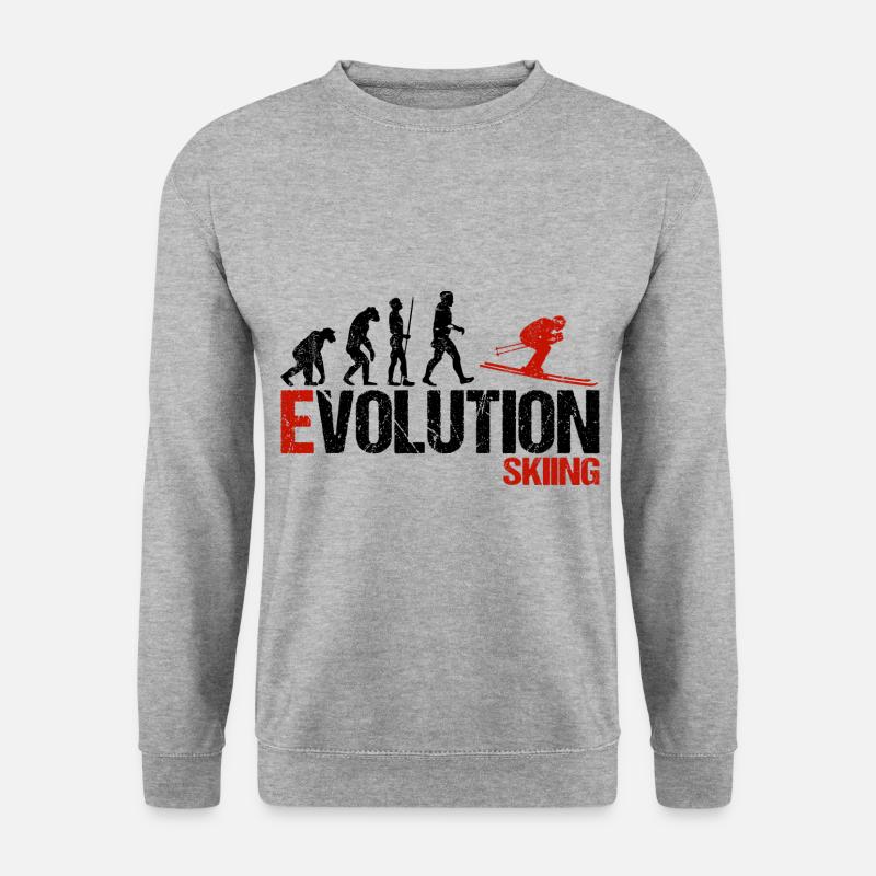 Evolution of Skiing - Unisex Pullover - Weißgrau meliert