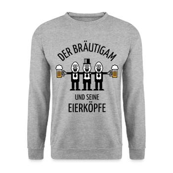 Der Bräutigam Und Seine Eierköpfe (JGA / POS / 3C) - Unisex Pullover - Weißgrau meliert - Vorne - Alina (178cm) & Michal (187cm)