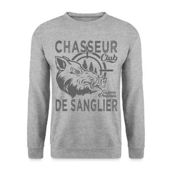 Chassé chasseur de sanglier cadeau cool chasse - Sweat-shirt Unisexe - gris chiné - Devant - Alina (178cm) & Michal (187cm)