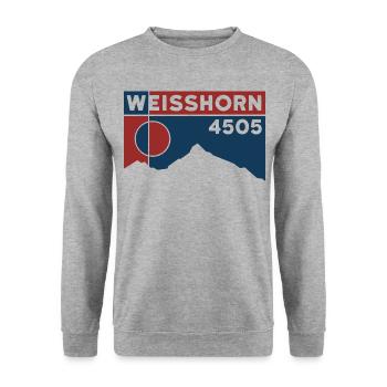 Weisshorn Wallis Hochtour Tour Andenken Souvenir - Unisex Pullover - Weißgrau meliert - Vorne - Alina (178cm) & Michal (187cm)