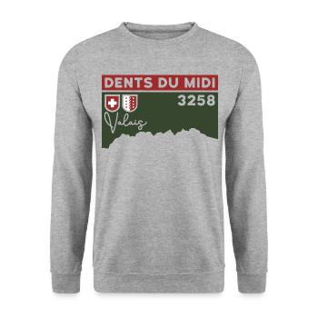 Dents du Midi Hike Trail Tour Crossing - Unisex Sweatshirt - salt & pepper - Front - Alina (178cm) & Michal (187cm)