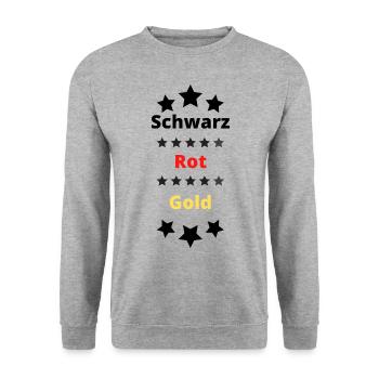 Schwarz Rot Gold Fußball - Unisex Pullover - Weißgrau meliert - Vorne - Alina (178cm) & Michal (187cm)