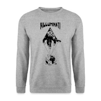 RÉGIME MONDIAL KILLUMINATI - Sweat-shirt Unisexe - gris chiné - Devant - Alina (178cm) & Michal (187cm)