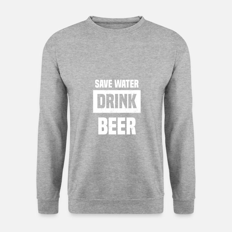save water drink beer - Unisex Pullover - Weißgrau meliert