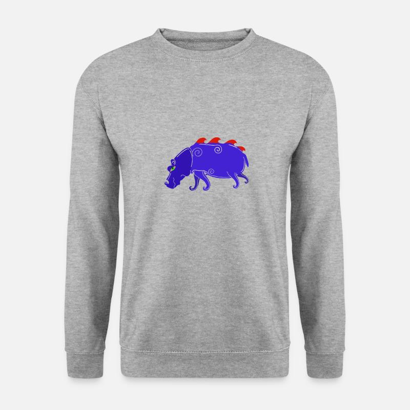 Psychedelic Hippo - Unisex Pullover - Weißgrau meliert