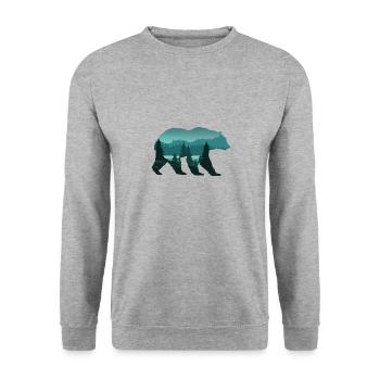 Ours, Forêt ,Nature sauvage, Surreal Wildlife Animal - Sweat-shirt Unisexe - gris chiné - Devant - Alina (178cm) & Michal (187cm)