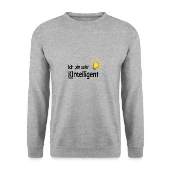Ich bin sehr KIntelligent - Unisex Pullover - Weißgrau meliert - Vorne - Alina (178cm) & Michal (187cm)