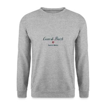 coeur de breizh saint malo bleu - Sweat-shirt Unisexe - gris chiné - Devant - Alina (178cm) & Michal (187cm)