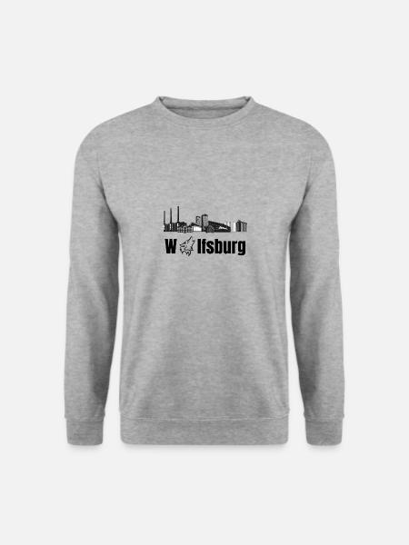 Wolfsburg Fanartikel Wolfsburg Skyline Wölfe Wolf - Unisex Pullover - Weißgrau meliert