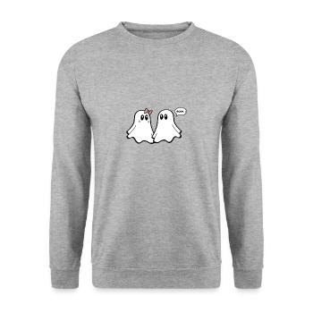 Ghost T-Shirt - Lustige Paare 04 - Unisex Pullover - Weißgrau meliert - Vorne - Alina (178cm) & Michal (187cm)