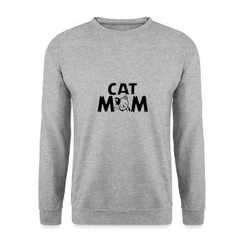 Stilvolle Katzenmutter - Unisex Pullover - Weißgrau meliert - Vorne - Alina (178cm) & Michal (187cm)