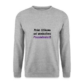 Meine Störung hat Persönlichkeit - Unisex Pullover - Weißgrau meliert - Vorne - Alina (178cm) & Michal (187cm)