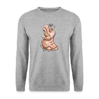 Beleidigte Leberwurst - Unisex Pullover - Weißgrau meliert - Vorne - Alina (178cm) & Michal (187cm)